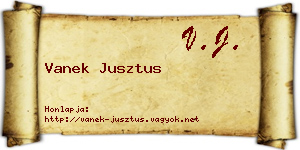 Vanek Jusztus névjegykártya